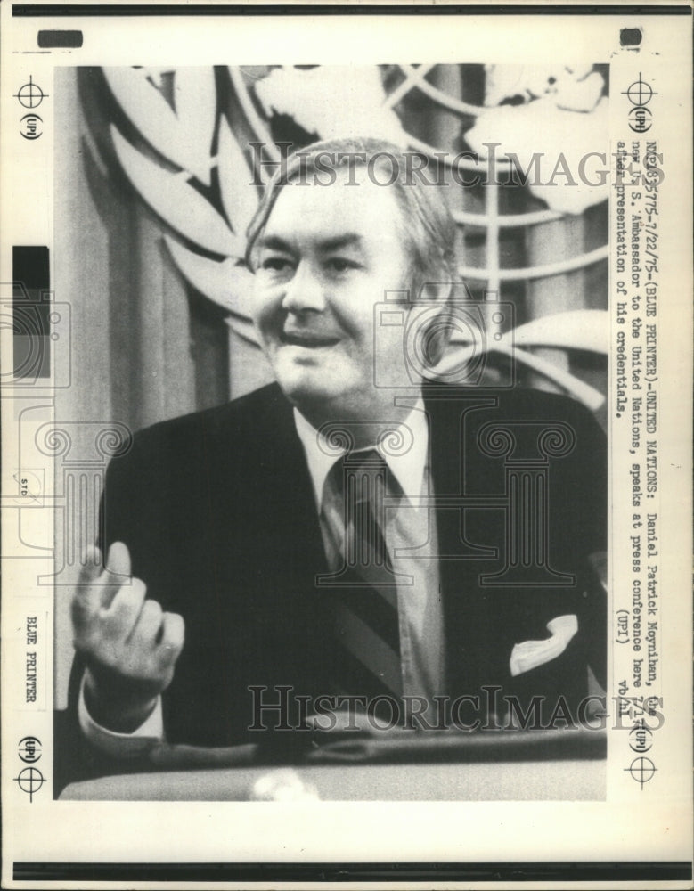 1975 Press Photo Daniel Patrick Moynihan Ambassador - RRR16103 - Historic Images