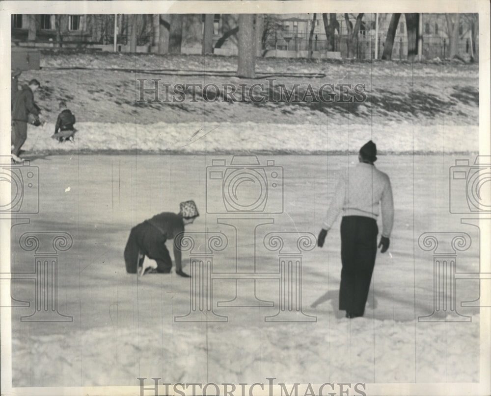 1962 Ice Skaters Learning the Hard Way - Historic Images