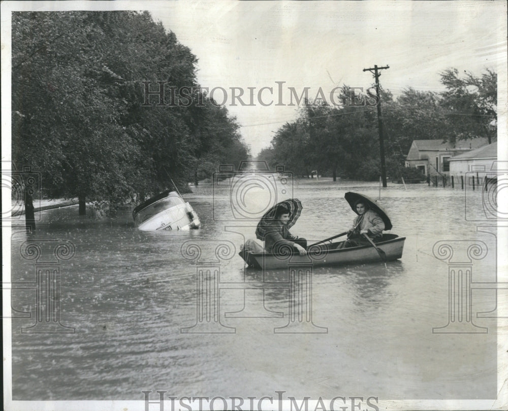 1954 117th &amp; Crawford_Rowing Home in Flood - Historic Images