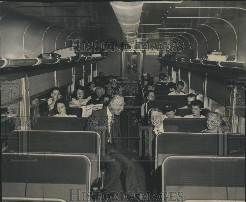 1951 Randolph St Commuters In RR Car - Historic Images