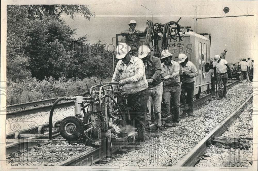 1980 Willow Springs IL Rail Spike Driving - Historic Images