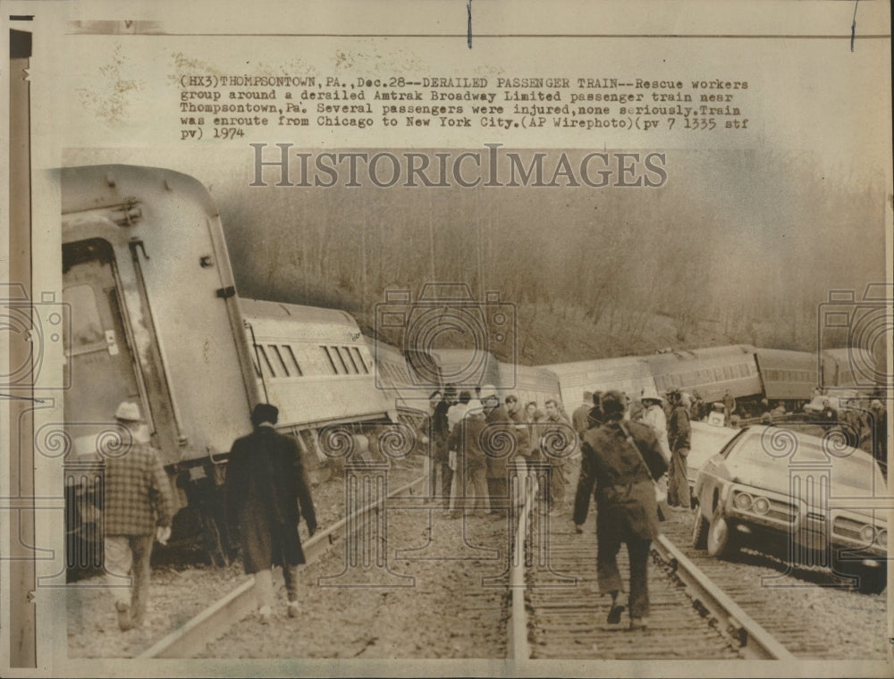 1974 scene of the Amtrak derailment - Historic Images