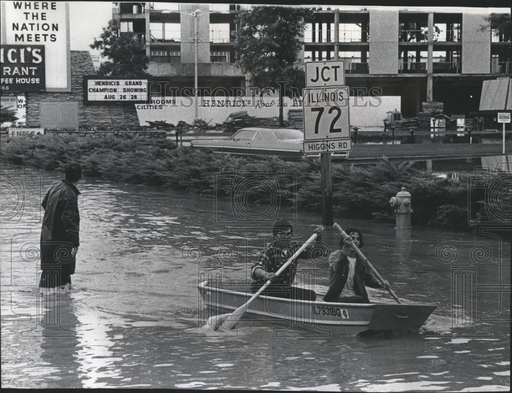 1972 Boat Flooded Manheim Road Chicago - Historic Images