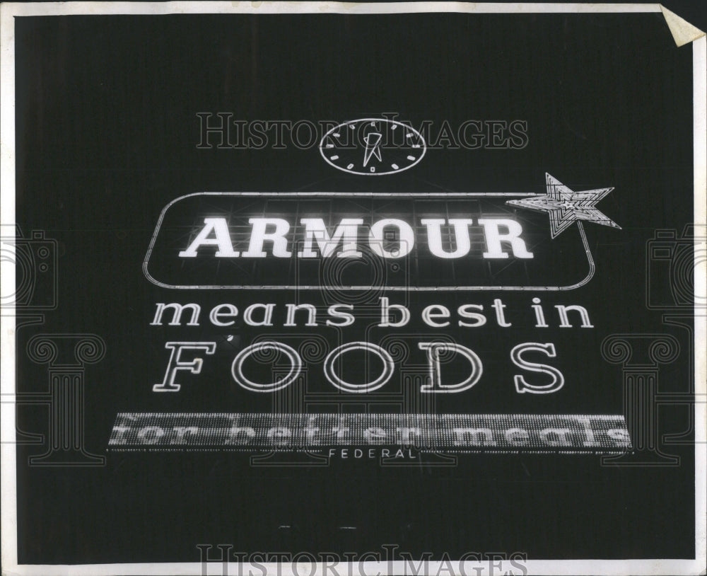 1954 Press Photo Armour Food Sign - Historic Images