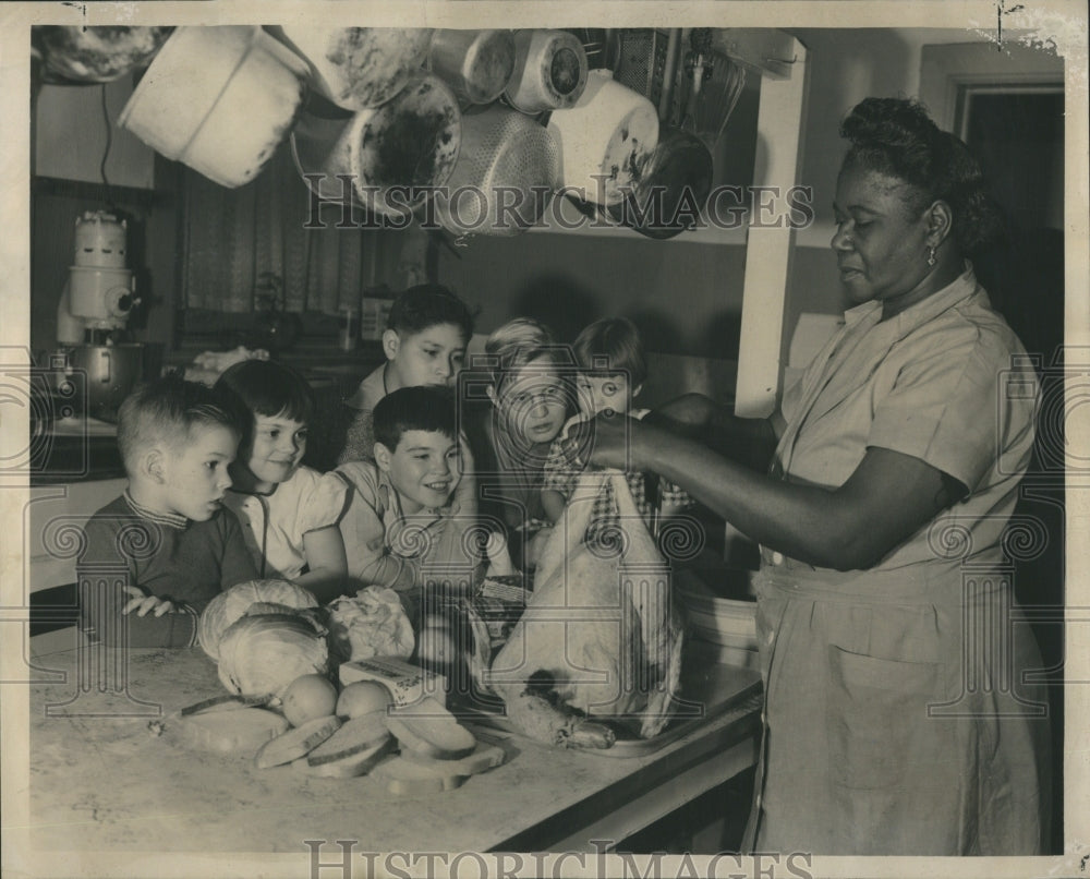 1948 Crippled Children Watch Turkey Meal - Historic Images
