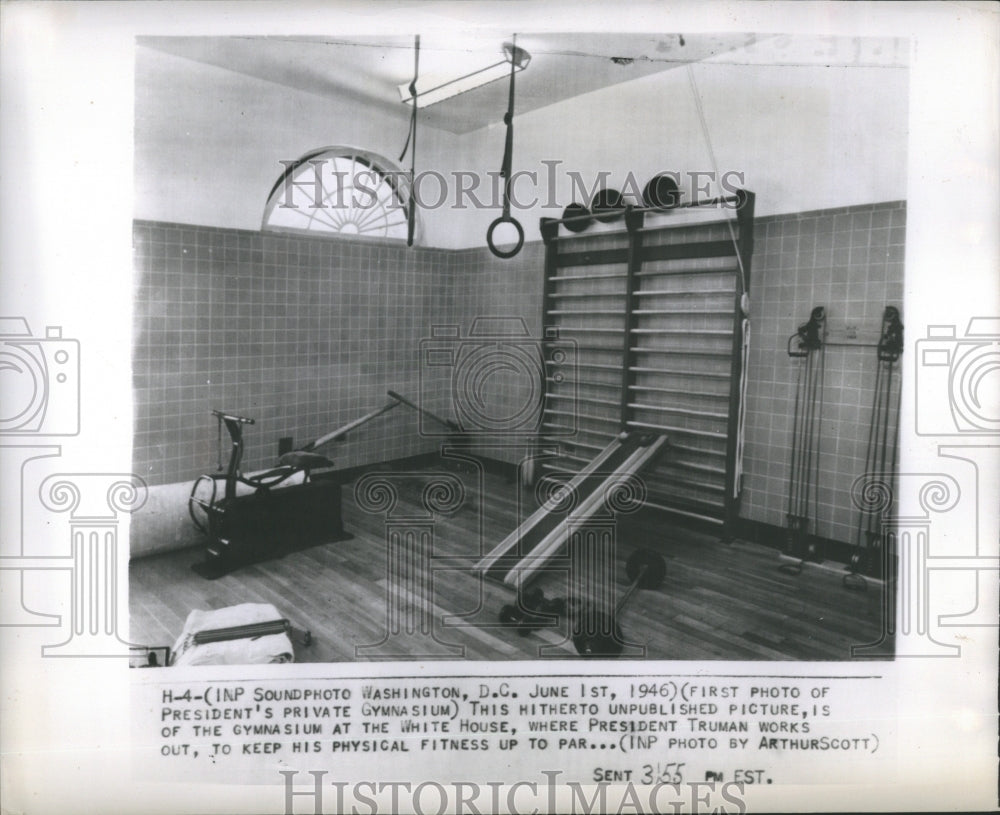 1946 Press Photo Washington White Houes Pres Gym Truman - Historic Images