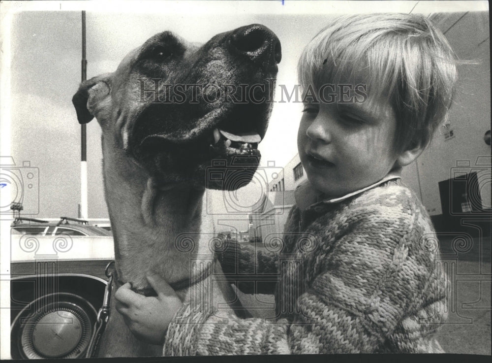 1977 Steven Gigous with a Great Dane Friend - Historic Images