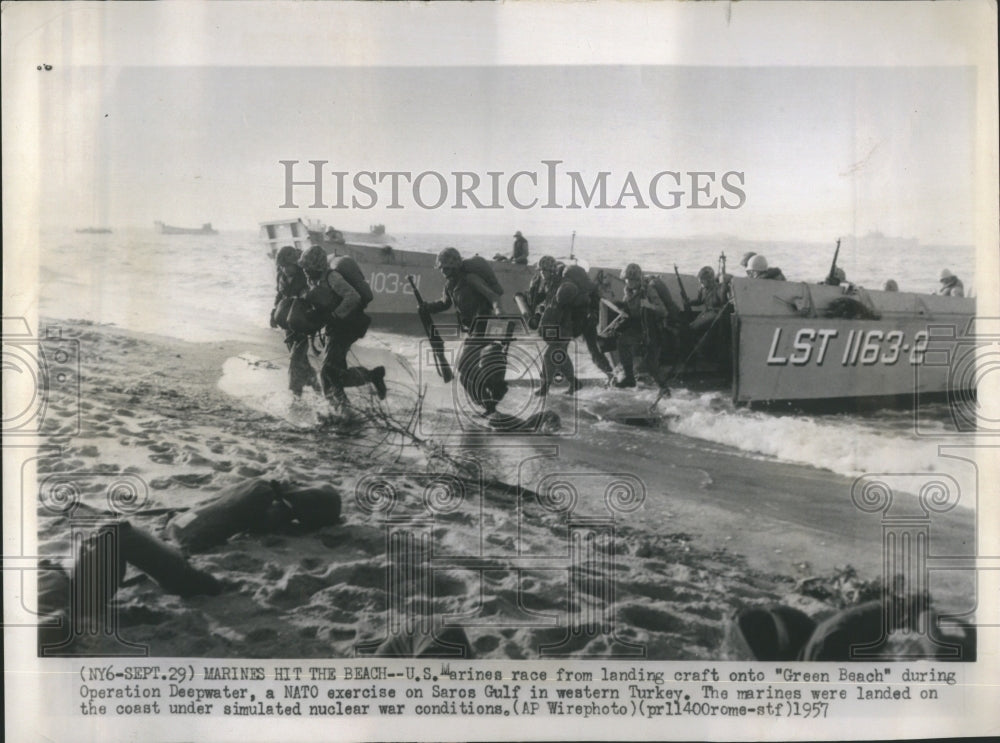 1957 US Marines Race onto Green Beach - Historic Images