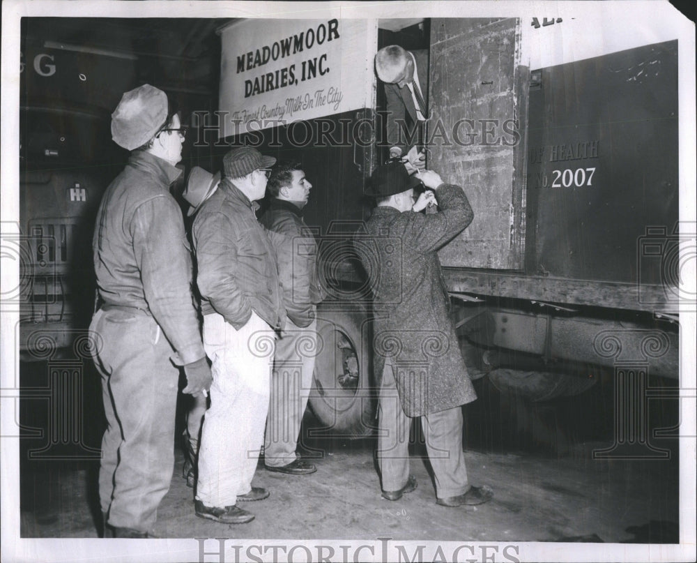 1960 Meadow Moor Dairies Trucks People - Historic Images