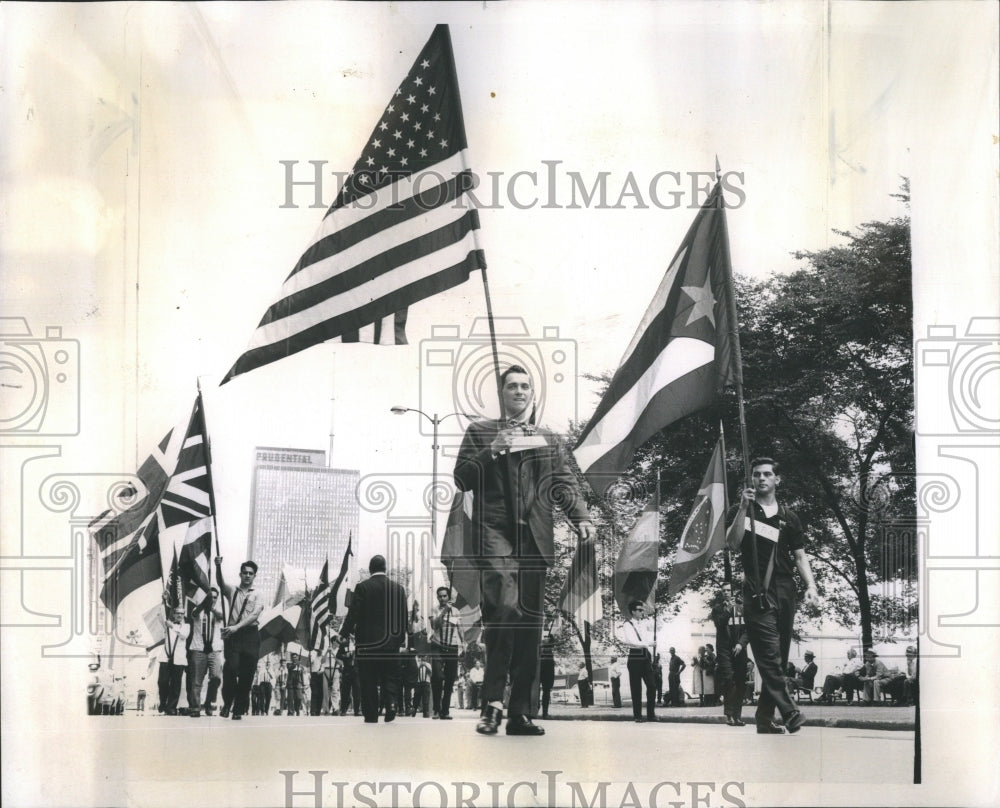 1961 Captive Nations Parade Flag Bearers - Historic Images