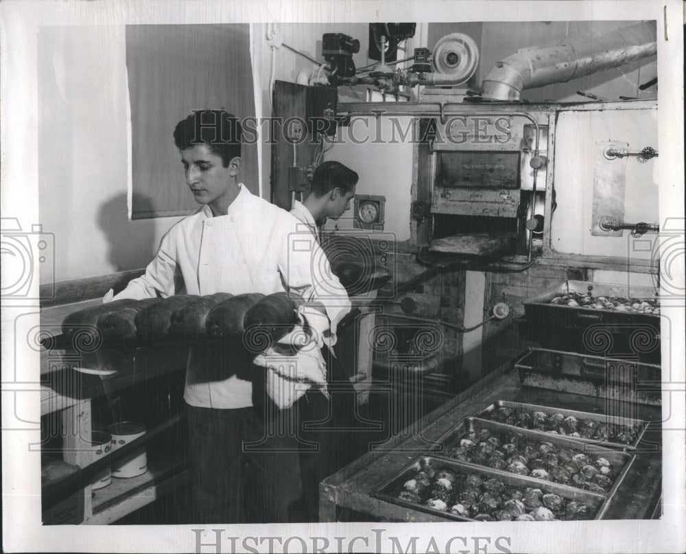 1957 kitchen school boys education - Historic Images