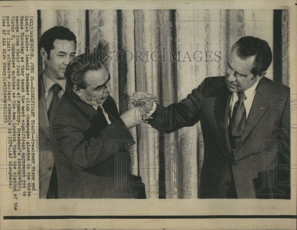 1973 Press Photo President Nixon &amp; Leonid Brezhnev - Historic Images