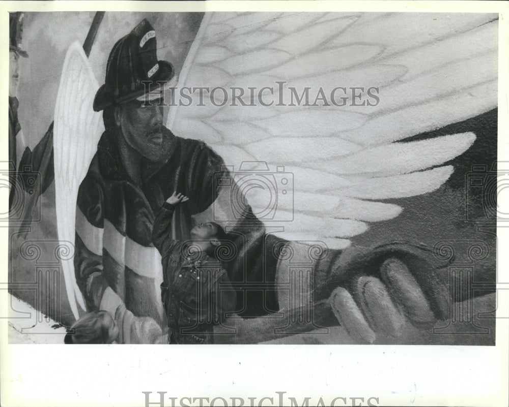 1985 Mural of Firefighter Talley - Historic Images