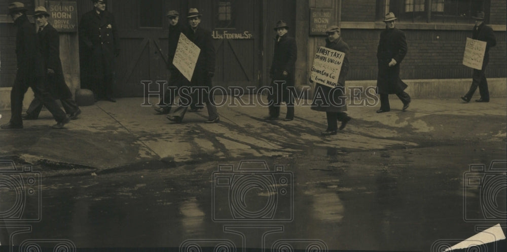 1937 Strike Checker Taxi Company Drivers - Historic Images