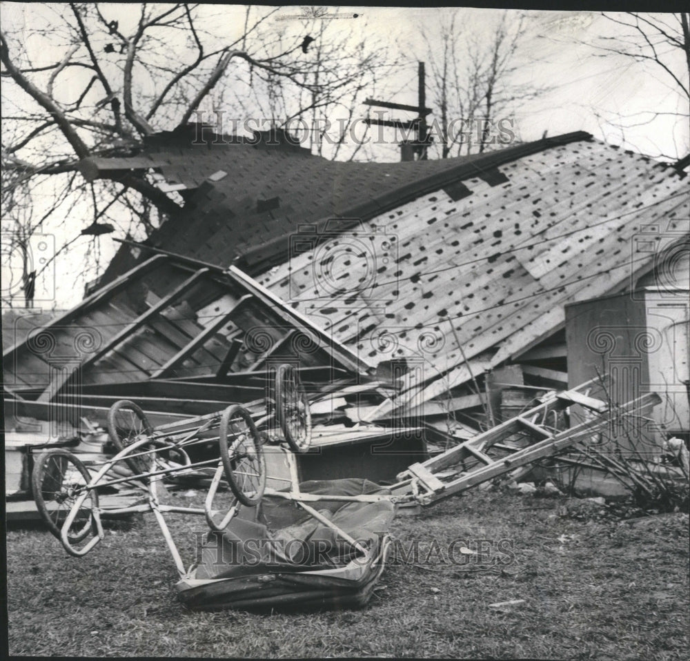 1961 Tornado Damage Chicago Garage  - Historic Images