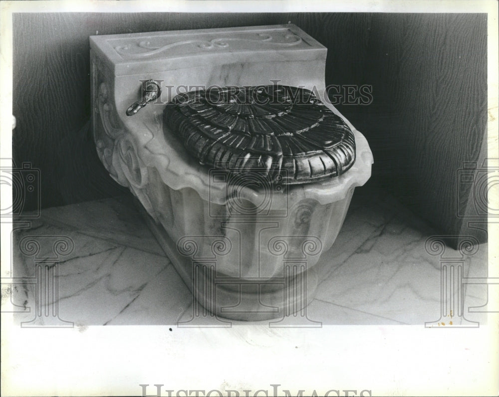 1985 Fancy bathroom fixture Flushing Toilet - Historic Images