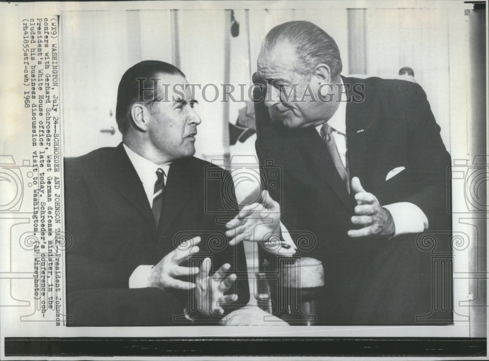 1968 Gerhard Schroeder and Pres. Johnson - Historic Images