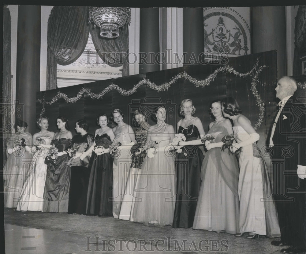 1951 Press Photo reception line Bachelor &amp; Benedict bal - Historic Images