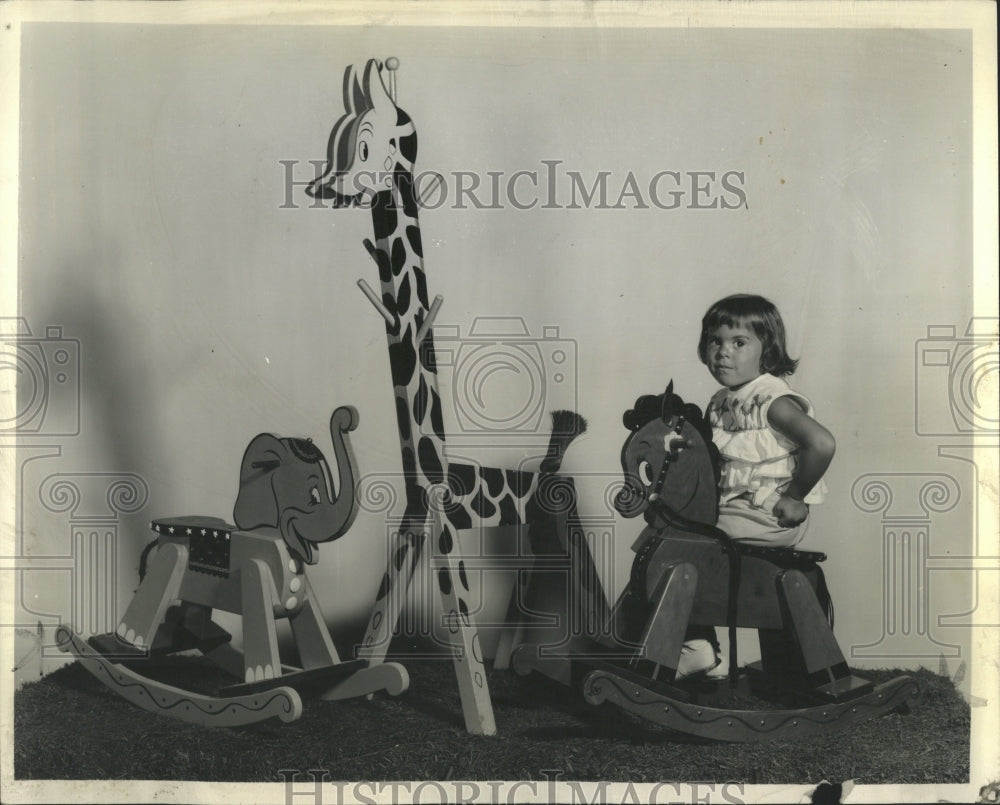 1964 Animal Children Rockind Horse Dalls - Historic Images