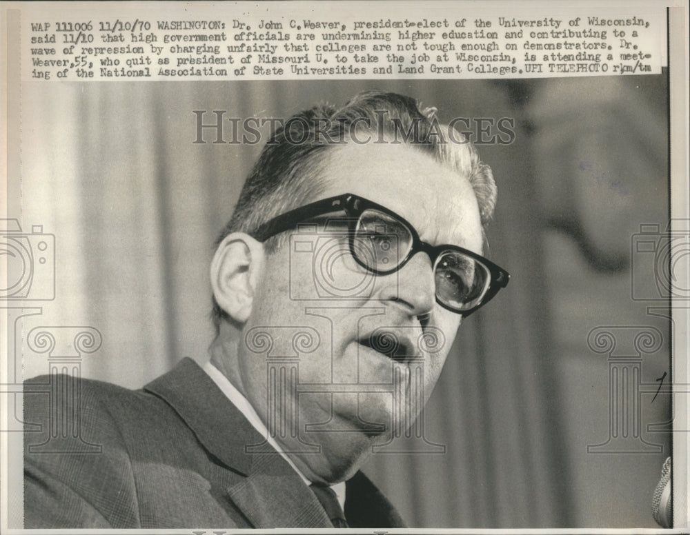 1970 Dr John C. Weaver President Educator - Historic Images