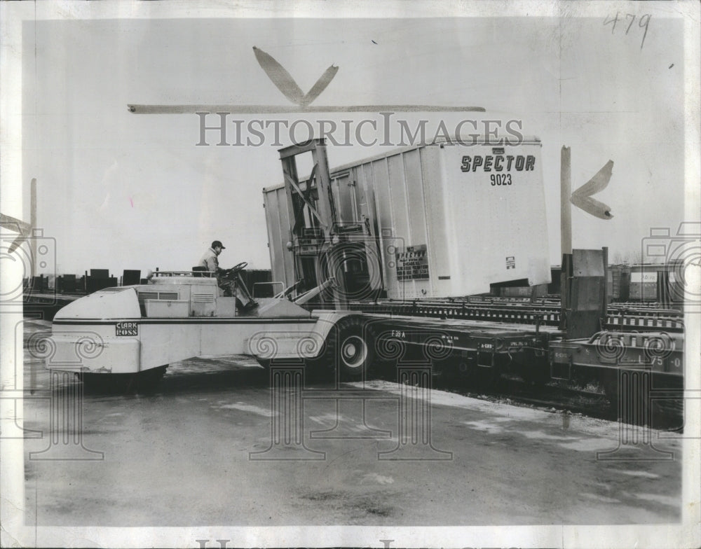 1956 Railroad Piggyback Freight Hauling - Historic Images