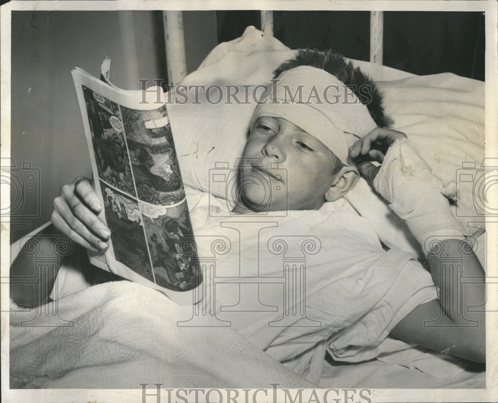 1953 Boy Injured Explosion Firecrackers - Historic Images