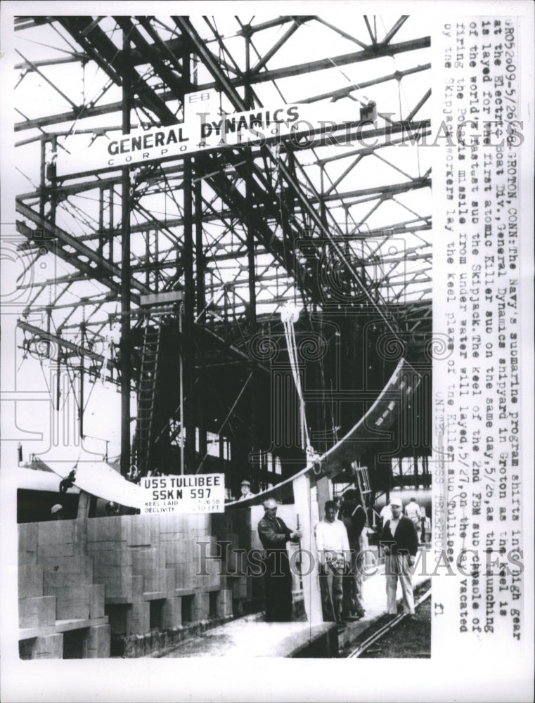 1958 Press Photo General Dynamics Corporation Shipyard - Historic Images