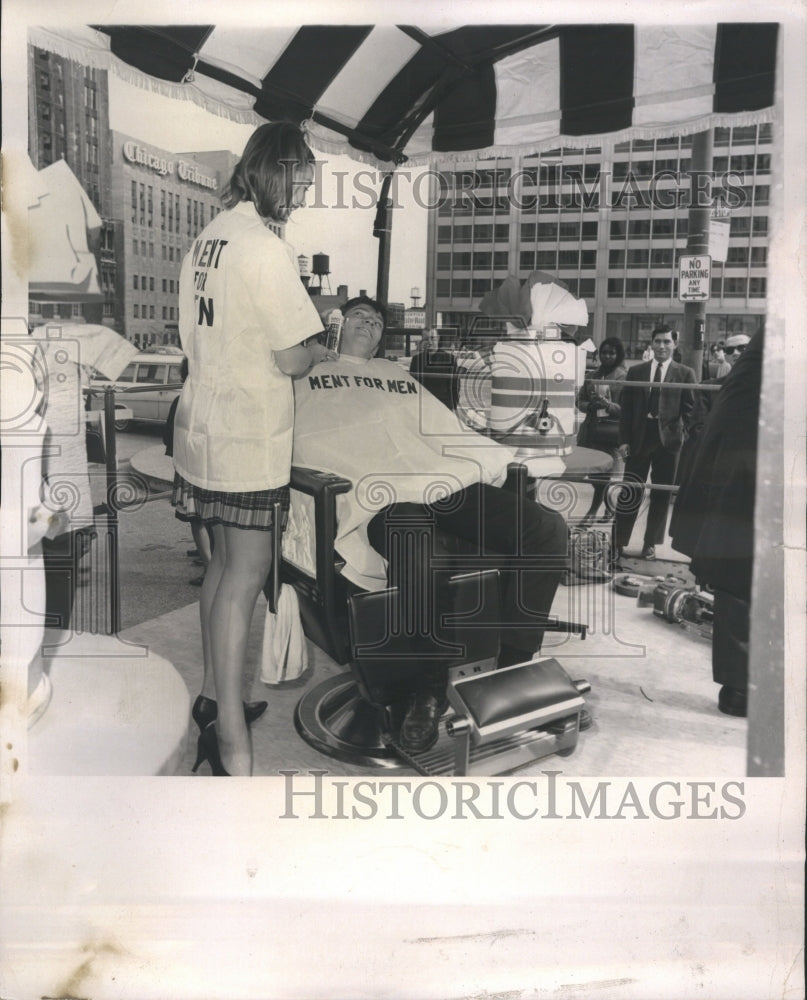 1966 George Samells Wrigley Building Barber - Historic Images