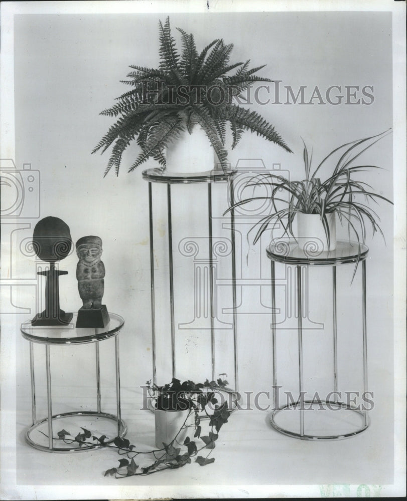 1974 Plant Stand Glass Chrome Scan - Historic Images