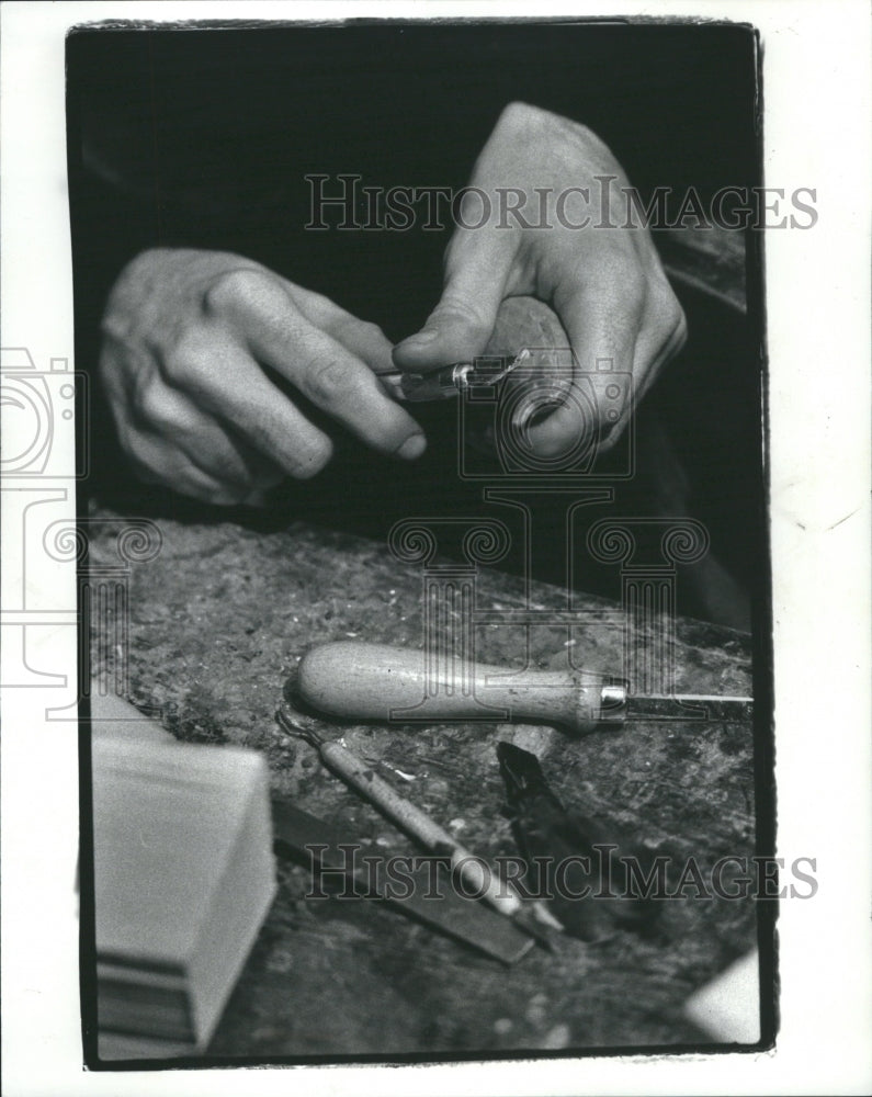 1978 Wood Carver Working Tools - Historic Images