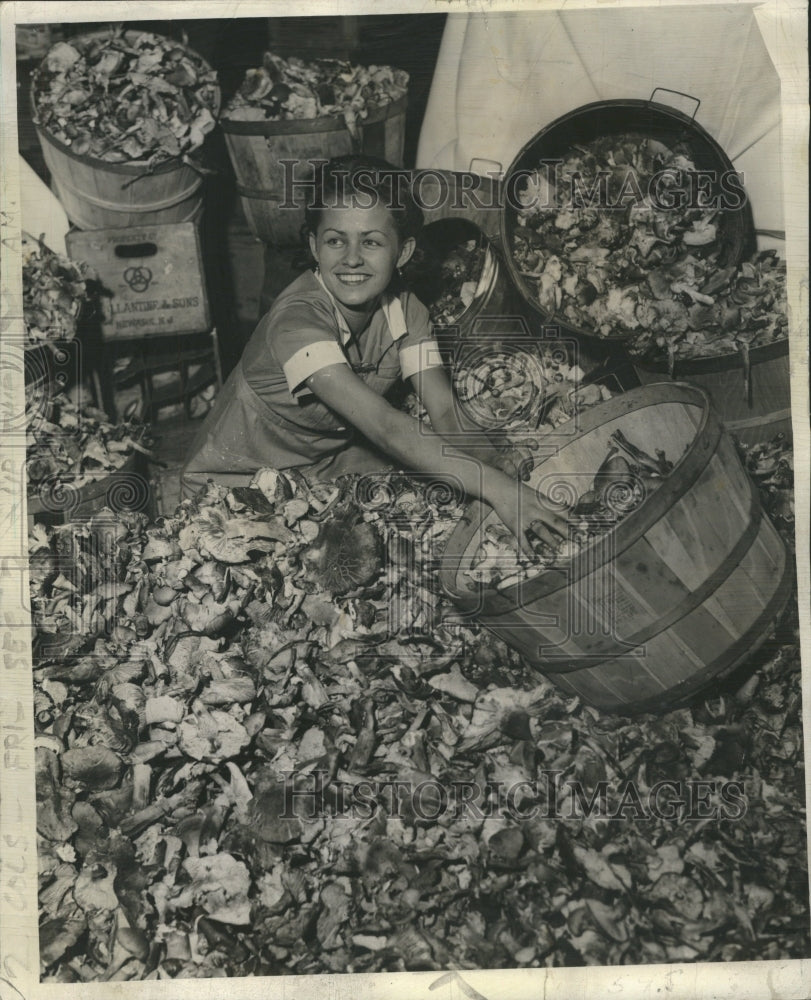 1939 Mushrooms Fishing Room Barrels - Historic Images
