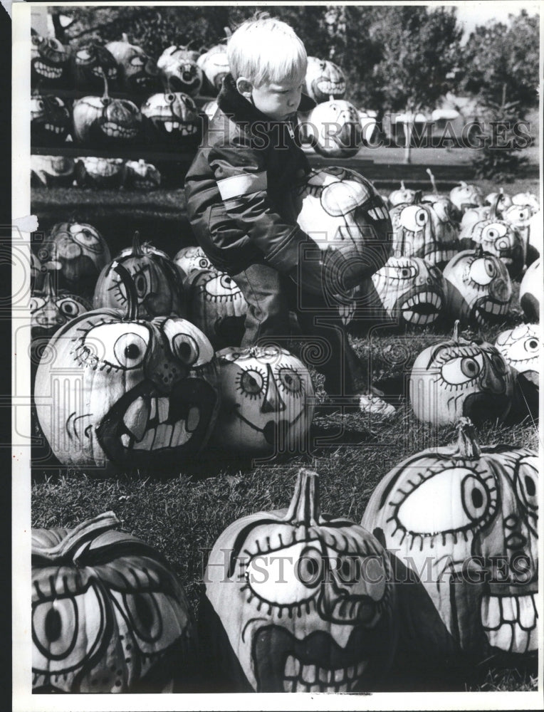 1981 Plutters Pumpkin Patch Handpainted - Historic Images