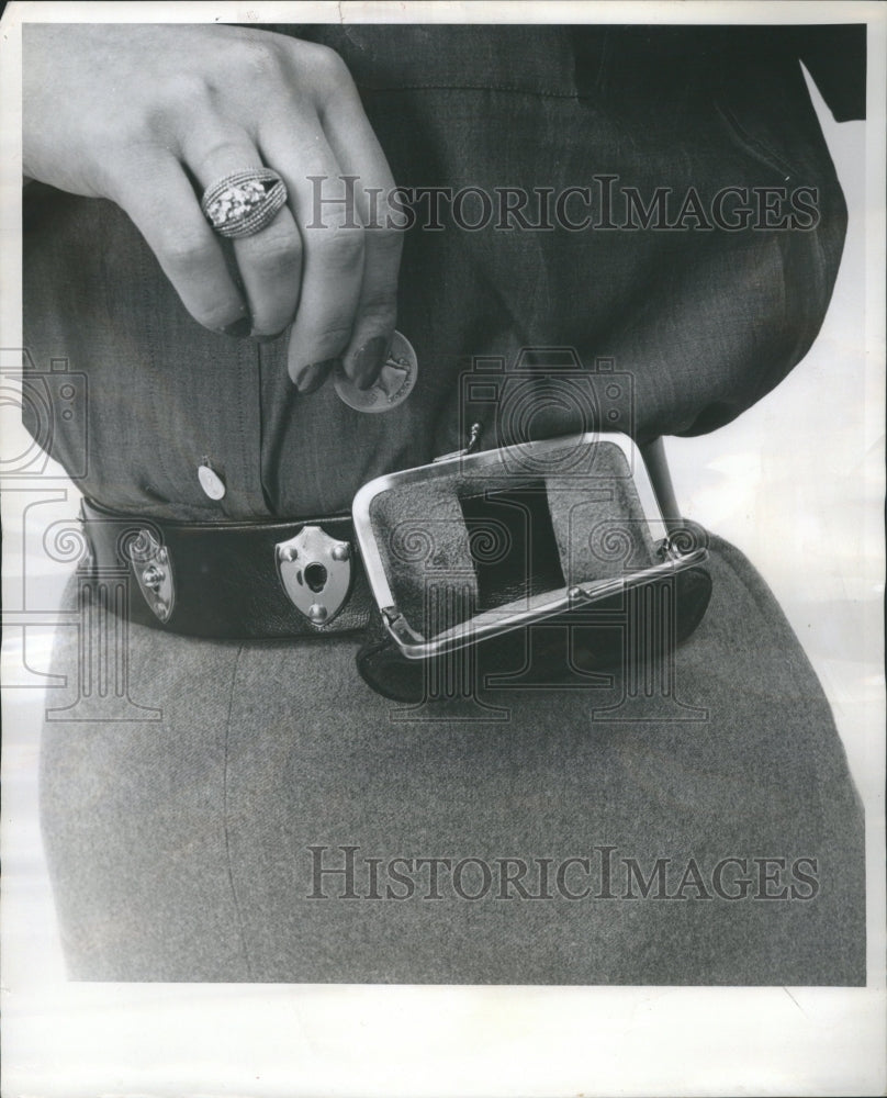 1958 Leather Belt Purse Fashion Womens - Historic Images