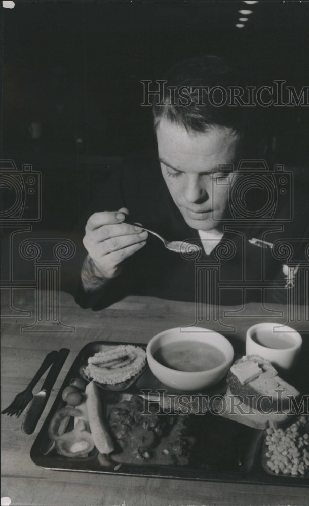 1955 James Radford Eating Soup Navy Mess - Historic Images