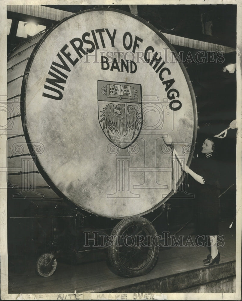 1938 University Of Chicago Band Giant Drum - Historic Images