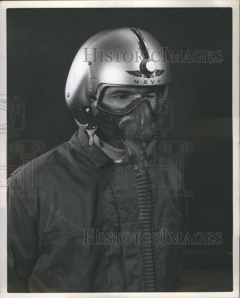 1956 Press Photo Navy Man Helmet Laminated - RRR50727 - Historic Images