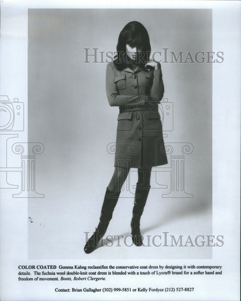 1995 Gemma Kahng Coat Dress Lycra Robert - Historic Images