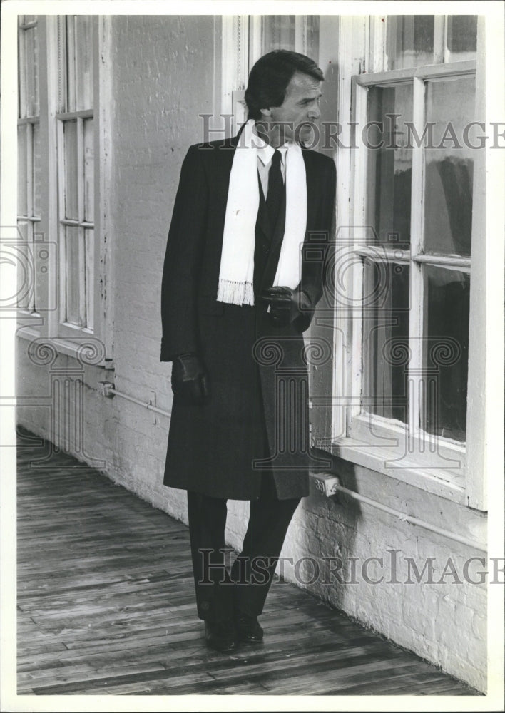 1981 Press Photo Joseph Lord Taylor Calvin Klein Coat