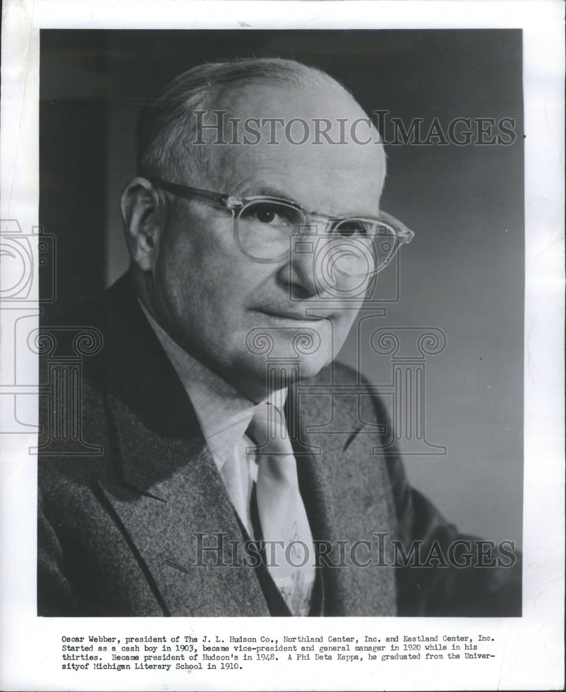 1957 Press Photo Oscar Webber J L Hudson Northland - Historic Images