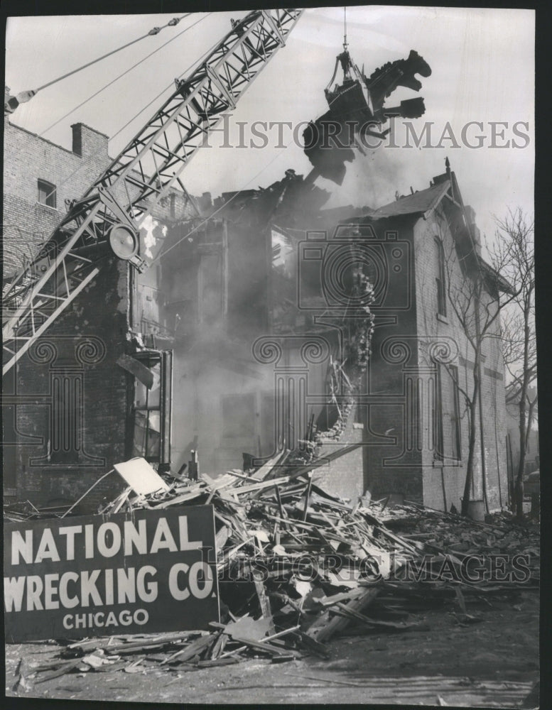 1958 Bronzeville Hotel Firetrap Wrecking - Historic Images