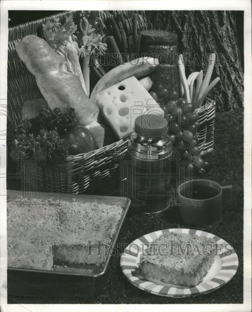 1967 Pineapple Picnic Cake Dessert Display - Historic Images