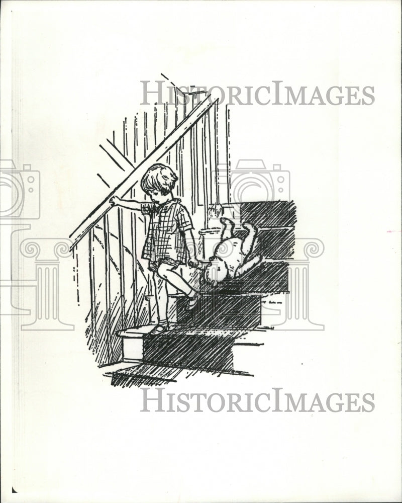 1979 Christopher Robin Dragging Edward Bear - Historic Images