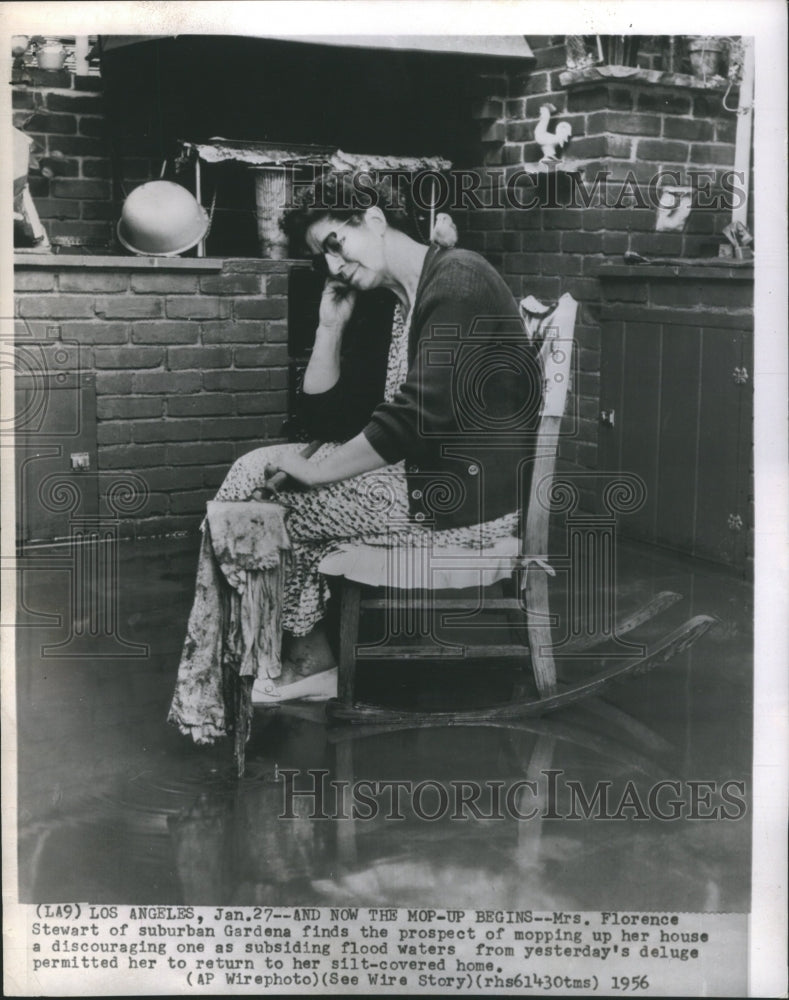 1956 Woman Rocking Chair Flood Waters - Historic Images