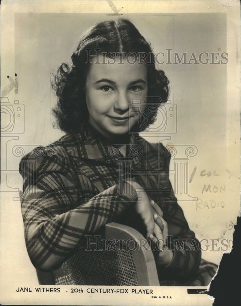 1940 Jane Withers Publicity Shot - Historic Images
