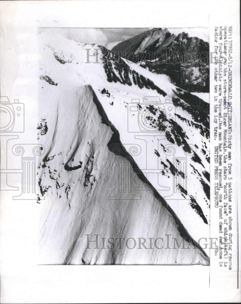 1957 Strom Swept Eiger Mountain Switzerland - Historic Images