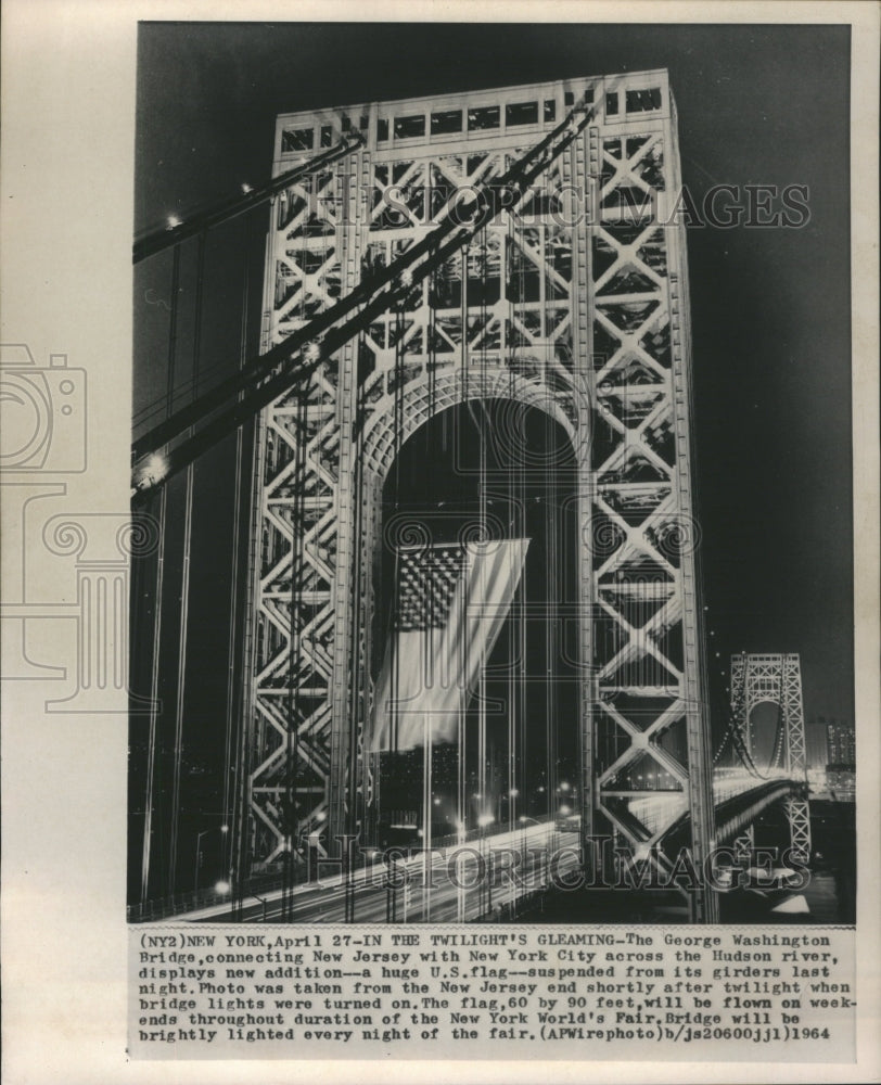 1964 George Washington Bridge American Flag - Historic Images