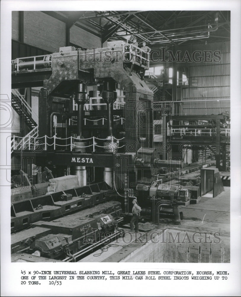 1953 Press Photo Inch Universal Slabbing Mill Michigan - Historic Images