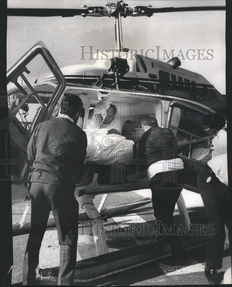 1976 Fire Department Helicopter Patient - Historic Images