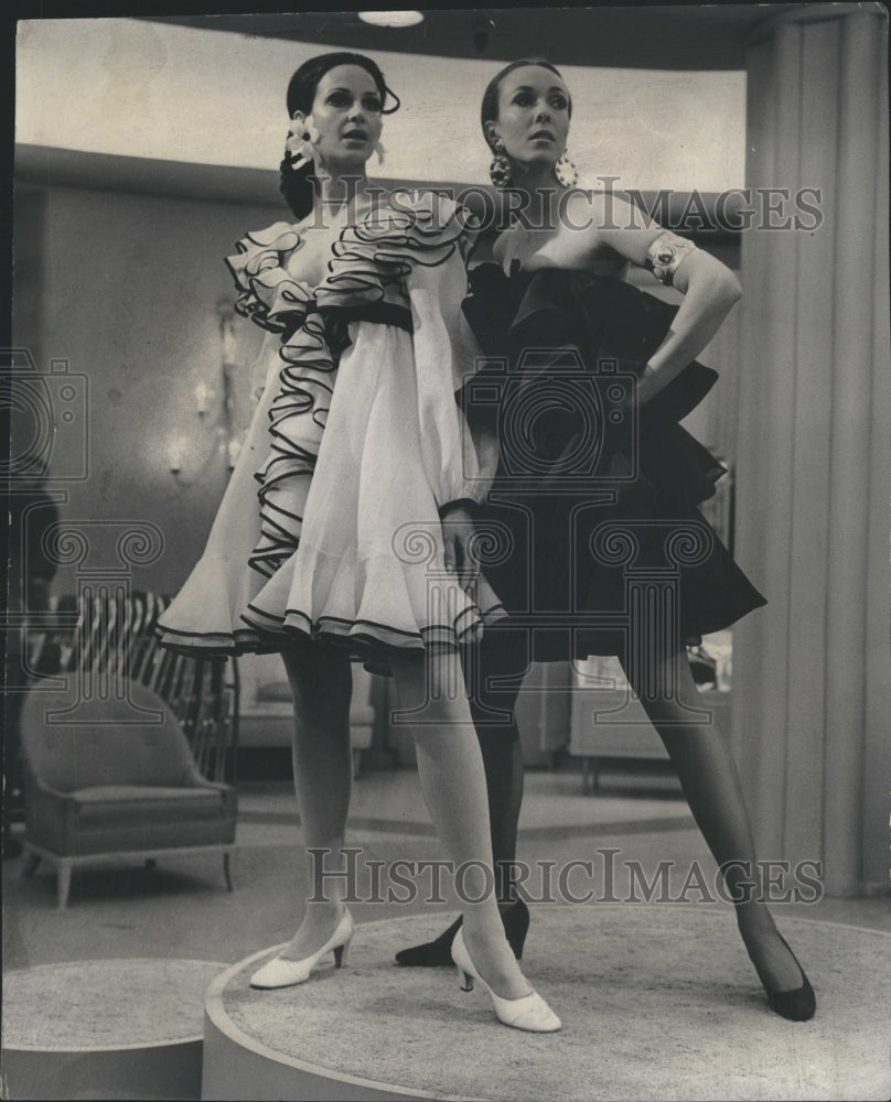 1969 Womens Ruffled Organza Edged Dress - Historic Images