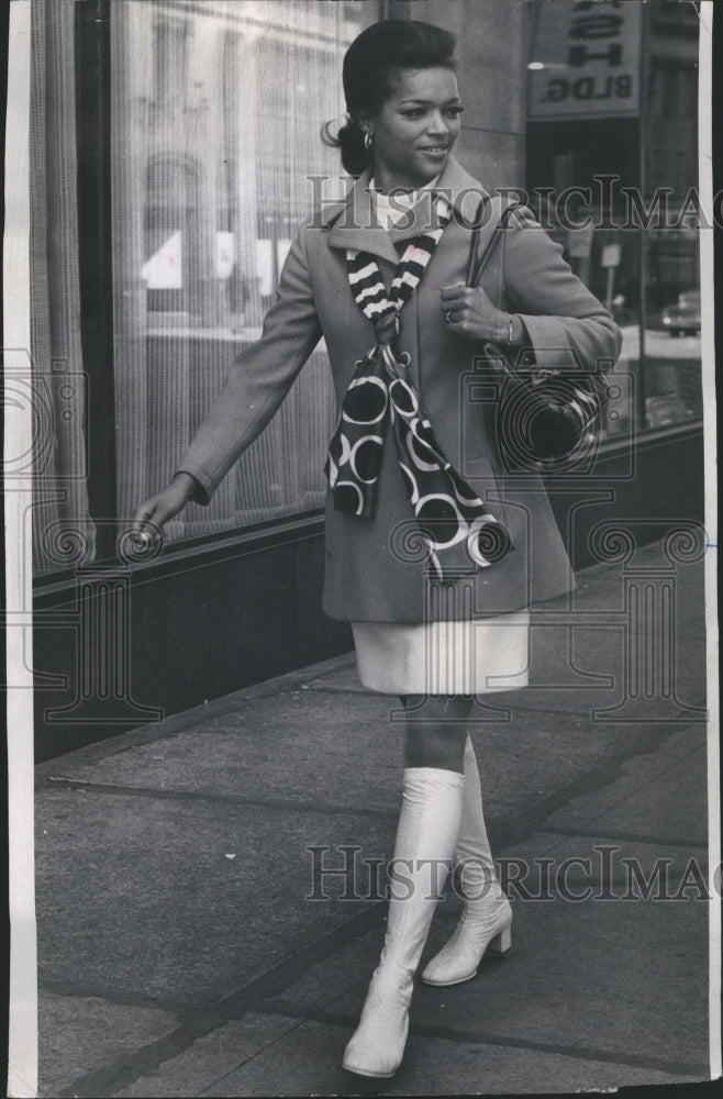 1970 Judis Jacket Dress Scarf Vinyl Boots - Historic Images